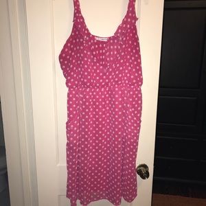 Pink and white polka dot dress with ruffles